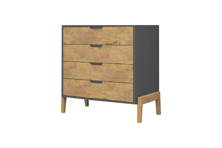 COMODA WOOD 1600 4 GAV GRAFITE – FELLICCI - Móveis furniture