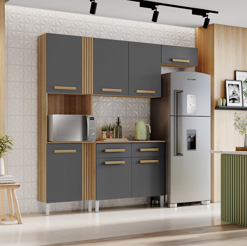 Cozinha Juma 2,10 m Atacama/Grafite – ARAMÓVEIS