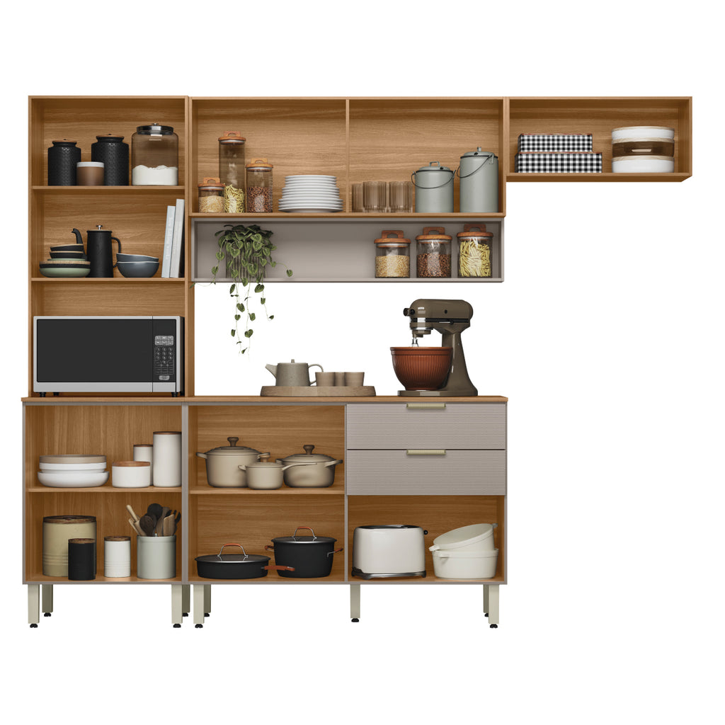 Cozinha Completa com Balcão Alba Amêndola/Nude Prime TX – DEMÓBILE