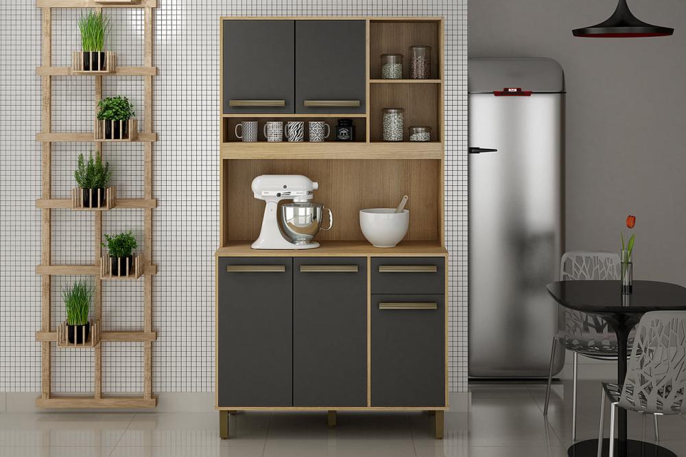 Armário de Cozinha Ametista 5 Portas 1 Gaveta 3 Nichos - Móveis furniture