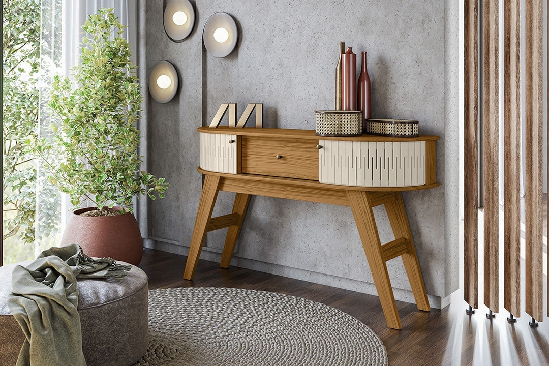 Aparador Estoril 2P1G Naturale.Off White Madetec - Móveis furniture