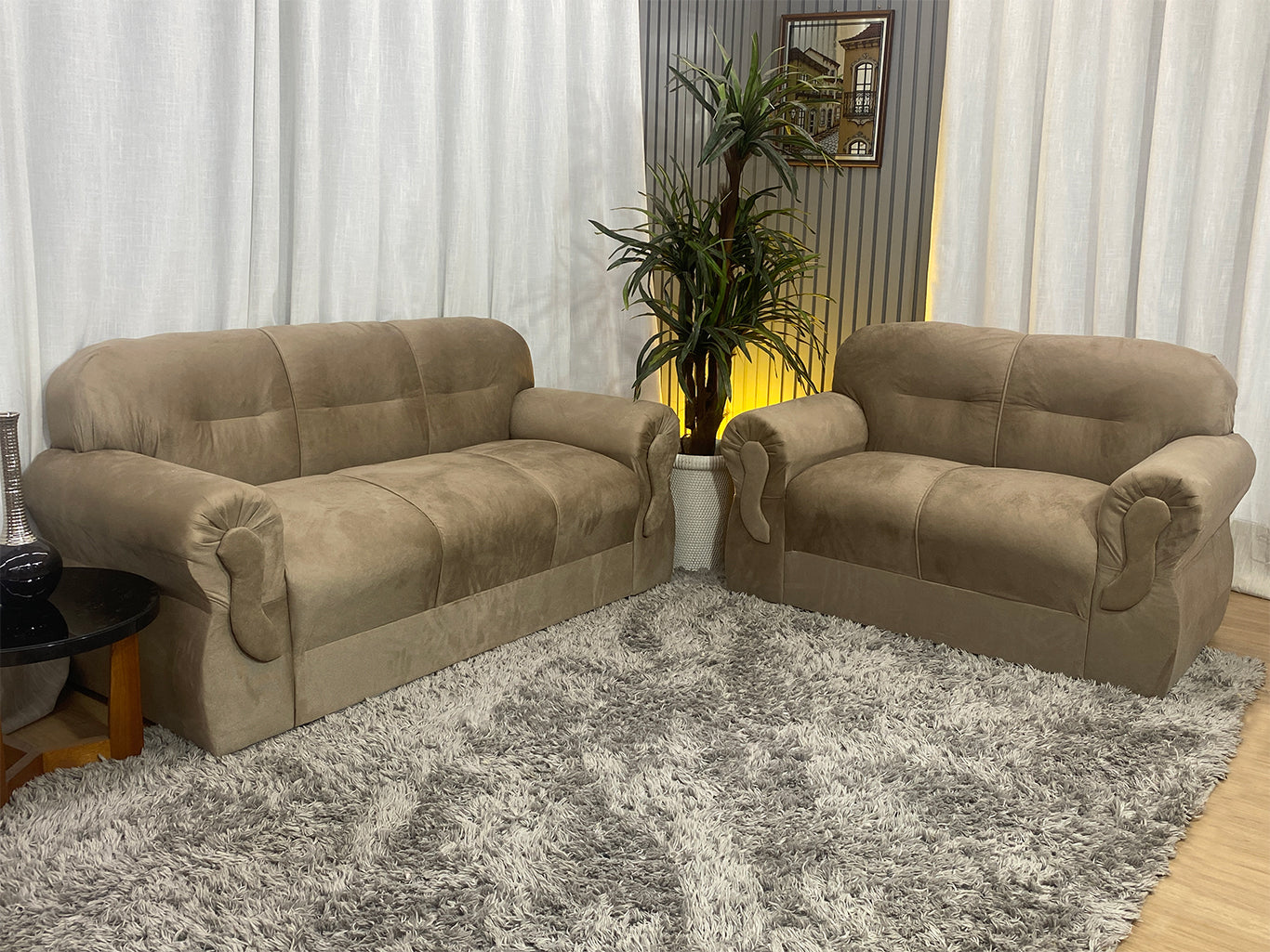 Sofá 2 e 3 Lugares Bege Viena