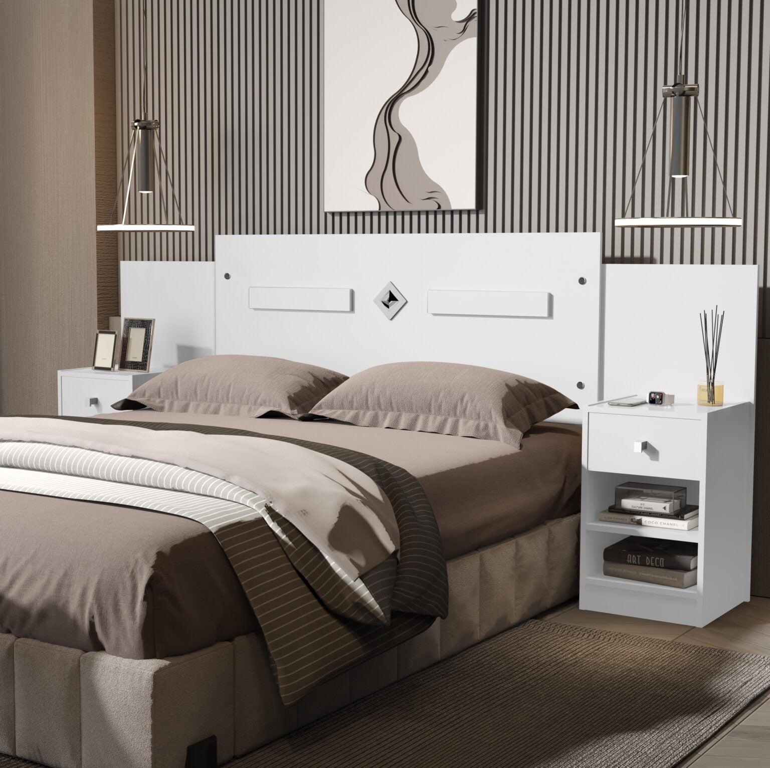 Cabeceira Casal/Queen Lara Branco - Móveis furniture