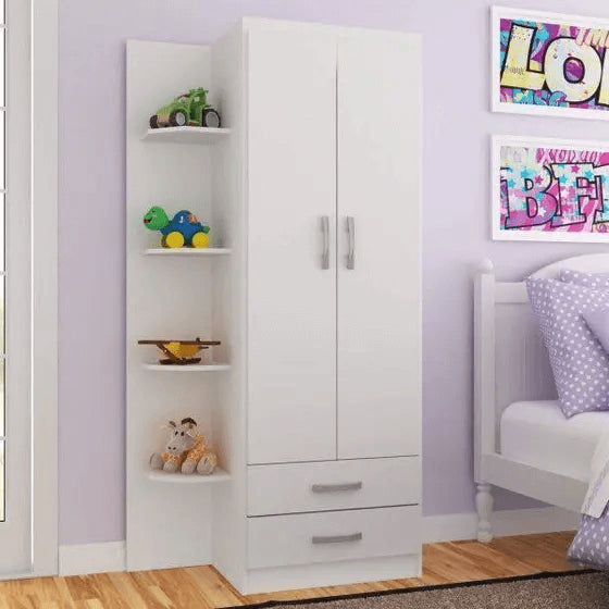 Guarda Roupa Infantil com Cantoneira Evidencia 2 Portas