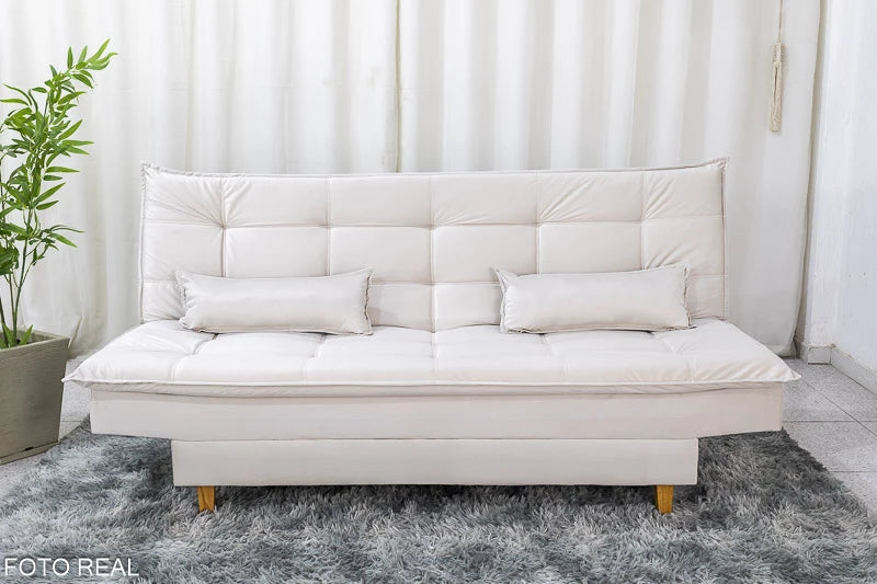 Sofá Cama Premium Veludo Bege 2269 Larg. 1.80m