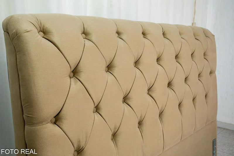 Cabeceira Queen Lavínia Sued Bege Larg. 1.60m - Móveis furniture