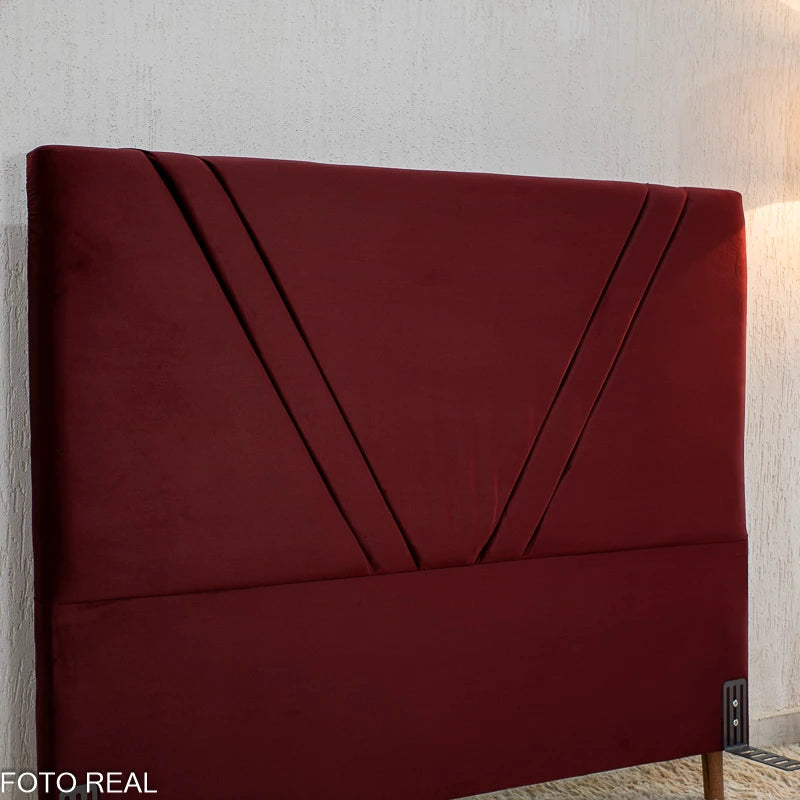 Cabeceira Casal Jade Veludo Bordô Larg. 1.40m