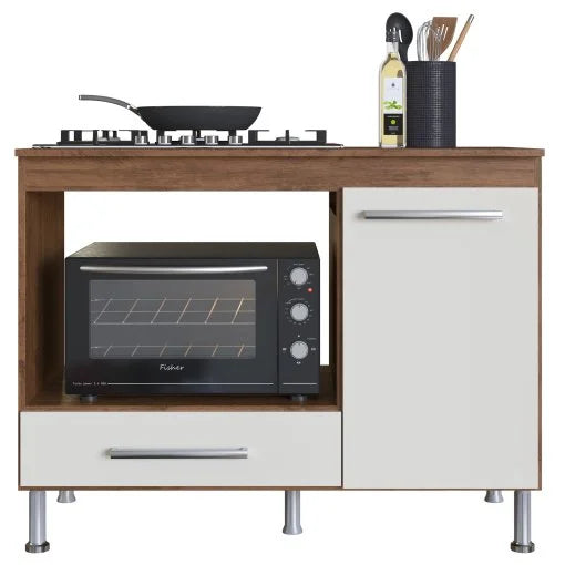 Balcão para Cooktop Indekes 105cm 1 Porta 1 Gaveta - Móveis furniture