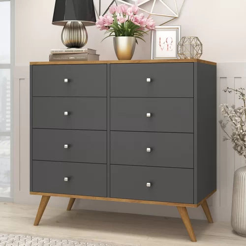 Cômoda Retrô 8 Gavetas Fellicci Nogal/Grafite - Móveis furniture