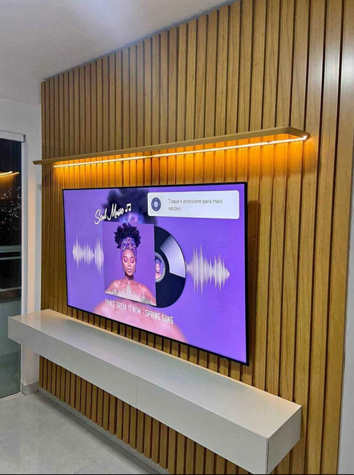 Home Nobre Ripado 230 1P3G com LED Naturale.Off White Gelius - Móveis furniture