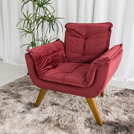 Poltrona Pérola Base Fixa Veludo Bordô - Móveis furniture
