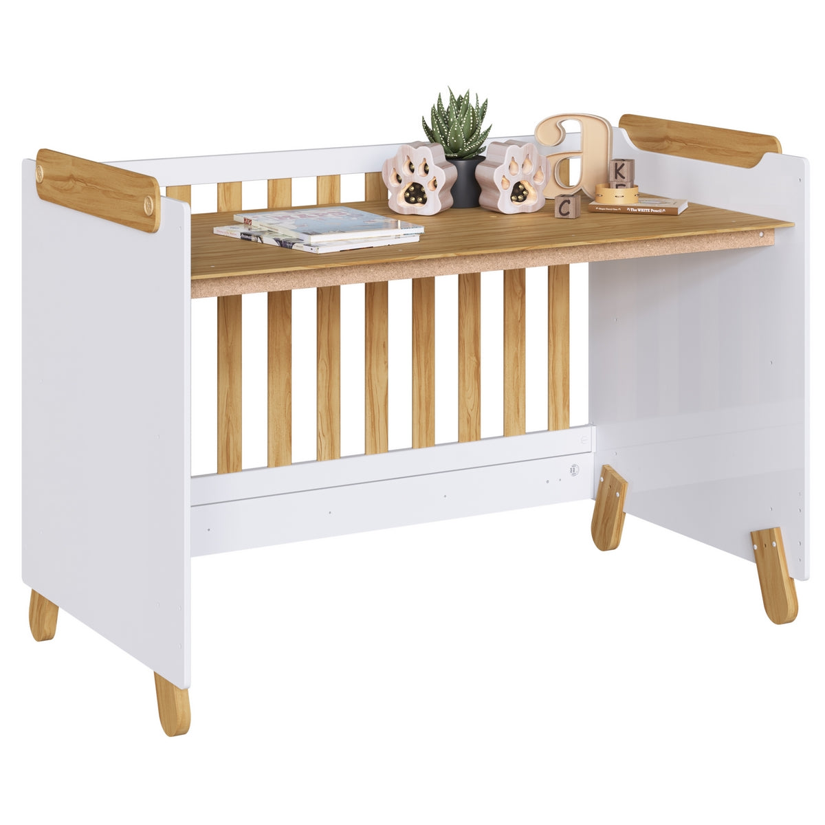 Berço Americano Pingo Branco Brilho/Amêndoa – PEROBA MÓVEIS