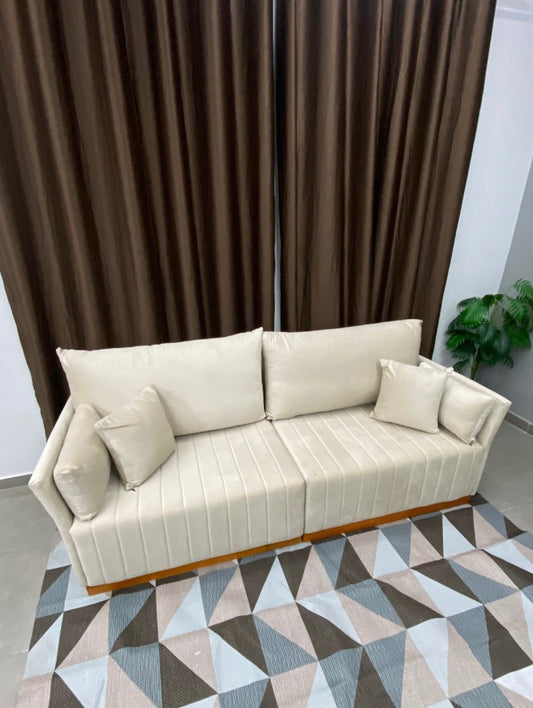 Sofá Maldivas 4 Lugares em Linho com Almofadas Soltas 220cm Luxury Bege - Móveis furniture