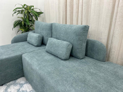 Sofá Orgânico Jade Com Cheise 2.40m – Boucle Verde - Móveis furniture