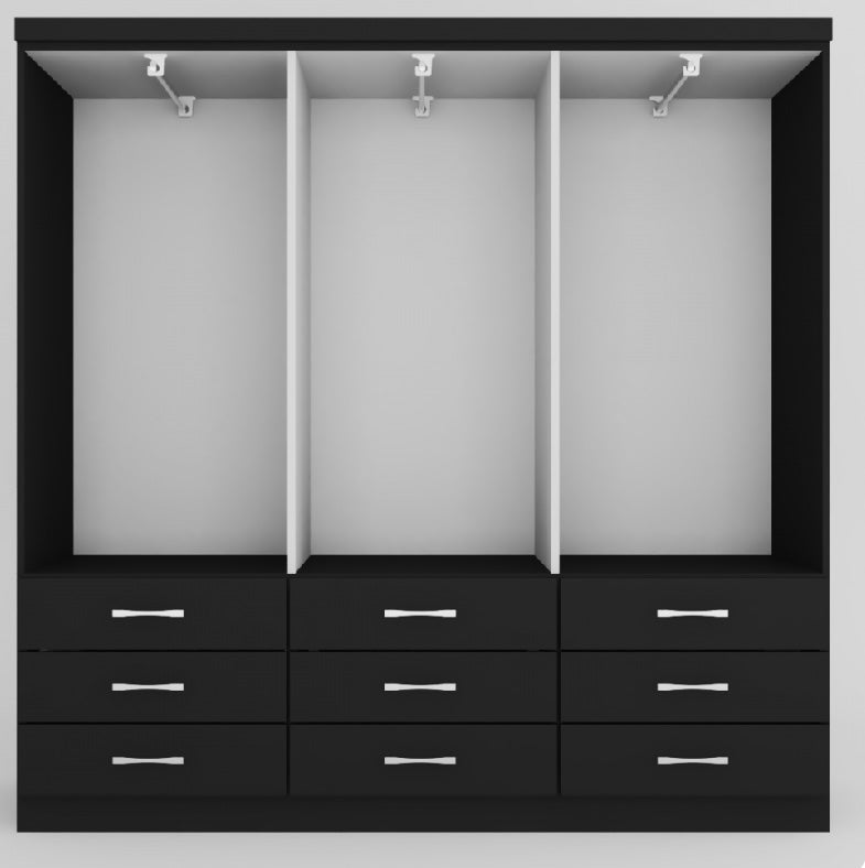 Guarda-Roupa Casal Bergamo 6 Portas 9 Gavetas Preto - Evidencia Móveis - Móveis furniture