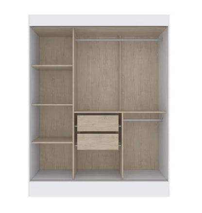 Guarda Roupa Casal 3 Portas de Correr 2 Gavetas 2 Espelhos Marselha - Móveis furniture