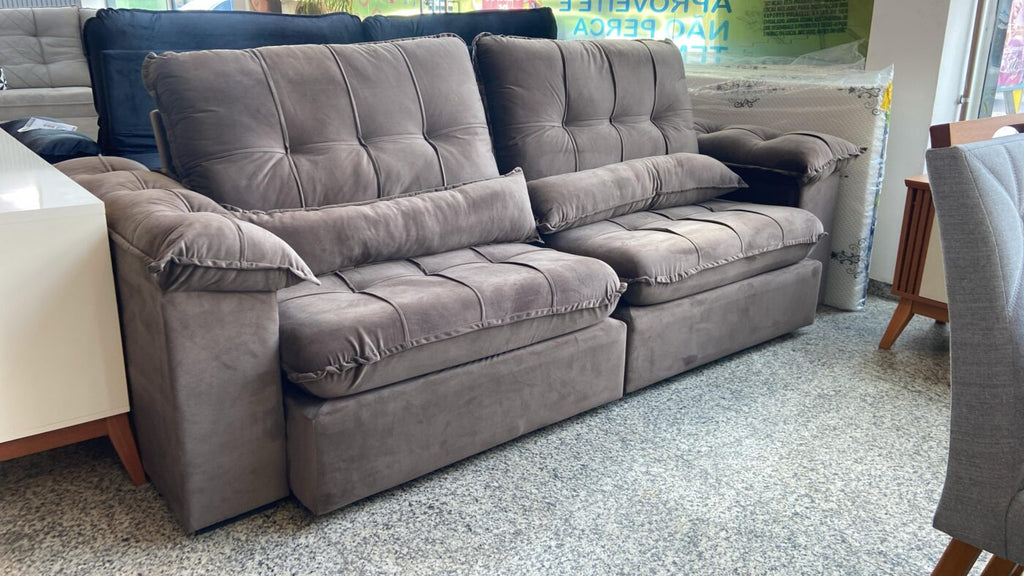 Sofá City 4 Lugares Retrátil e Reclinável 250cm Tecido Veludo Aifos - Móveis furniture