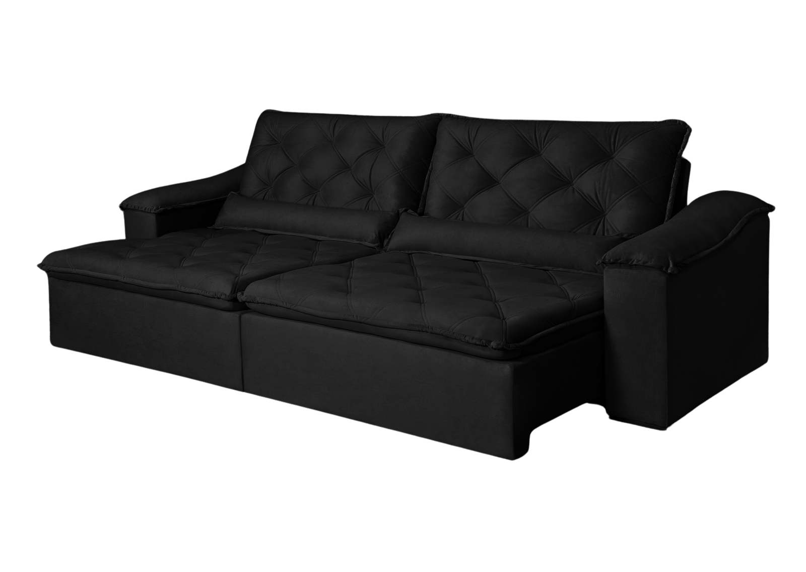 Sofá Retrátil e Reclinável 2.50  Holanda  Tecido Suede preto