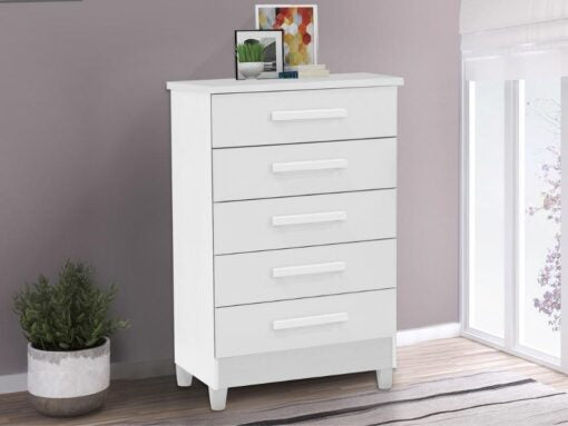 Cômoda Paola 5 gavetas – Branco