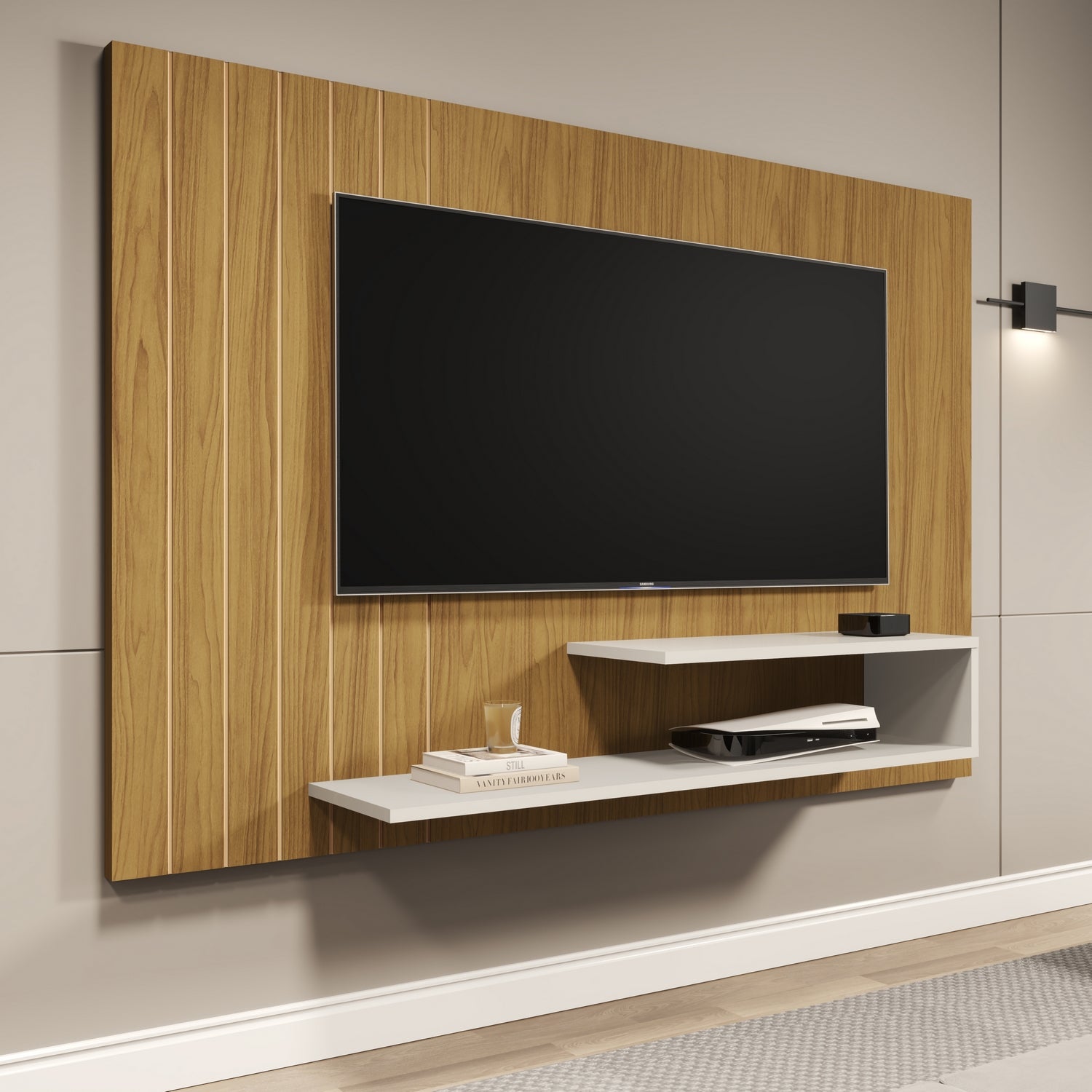 Painel até 50″ Veneza Nature/Off White – MADEC/VJ MÓVEIS