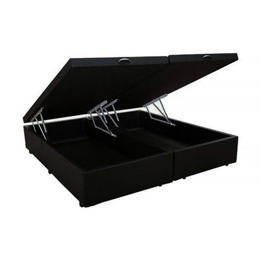 Base Bau Casal Bipartida 2x69x188x40 Corino Preto 2238 SR