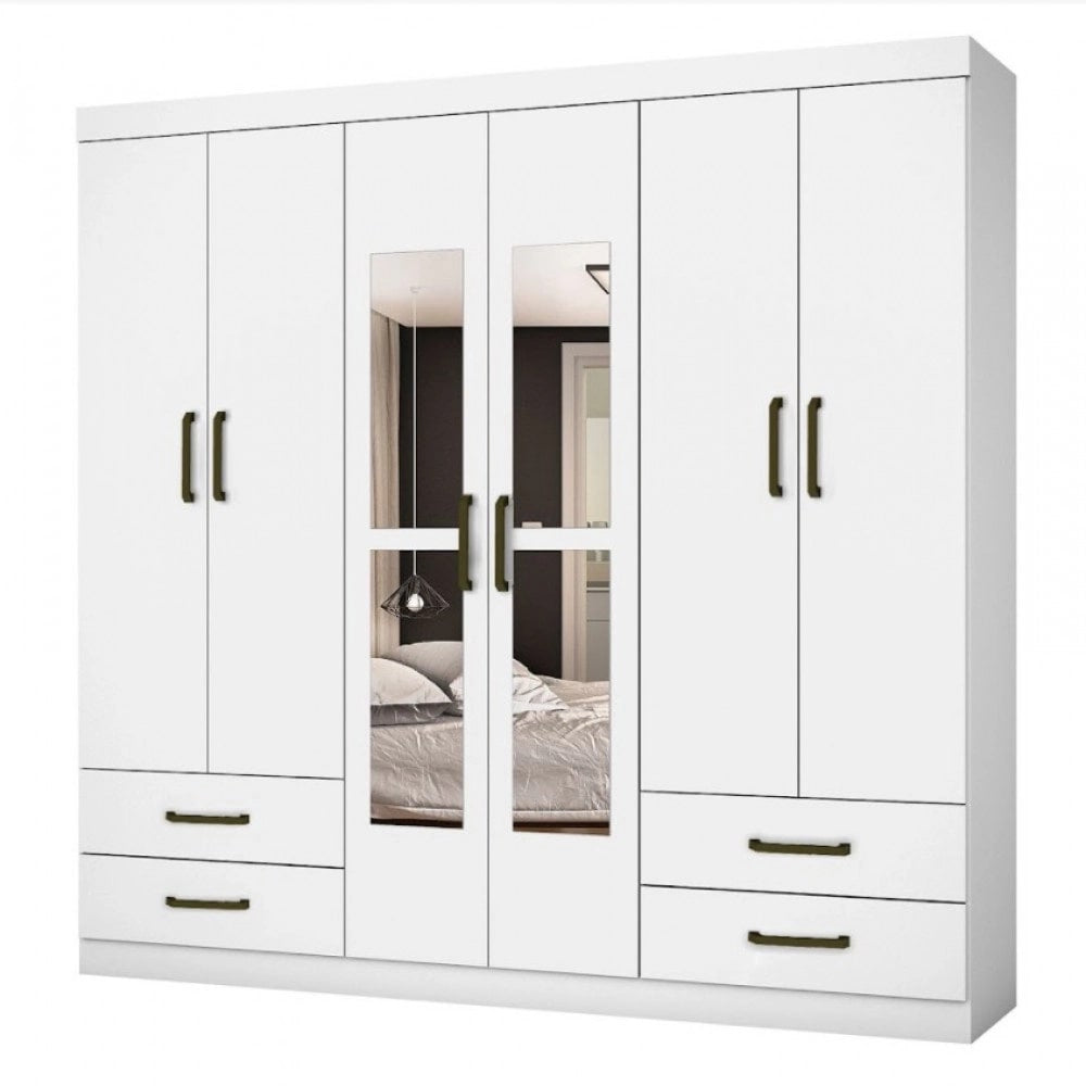 Guarda-Roupa 6 Portas Hércules 1,77 m Branco – CARIOCA MÓVEIS - Móveis furniture