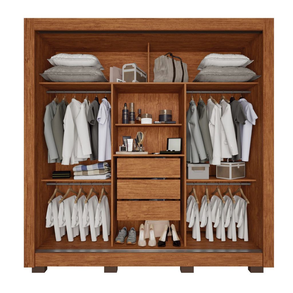 Roupeiro Cannes 3P com Espelho Cinamomo Imop - Móveis furniture