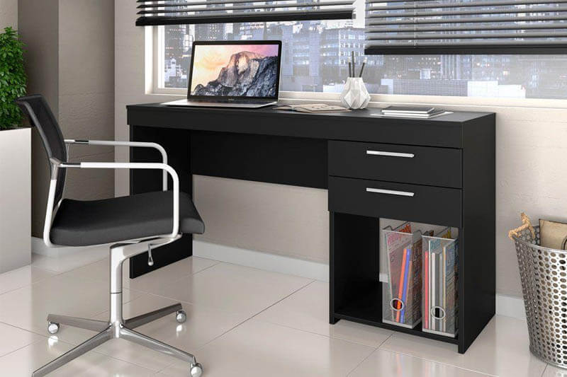 Mesa Office NT 51015 Com 2 Gavetas – Preto - Móveis furniture