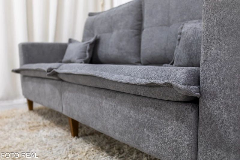 Sofá 3 lugares 2215 2.08m Boucle Cinza - Móveis furniture
